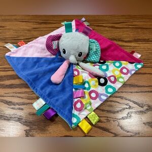 BRIGHT STARTS Taggies Gray Elephant Baby Security Blanket Lovey Colorful Sensory
